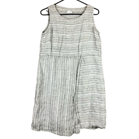 Pure Jill Dresses & Skirts - Pure Jill Womens Dress Gray White Linen Shift Petite Sleeveless Midi SP